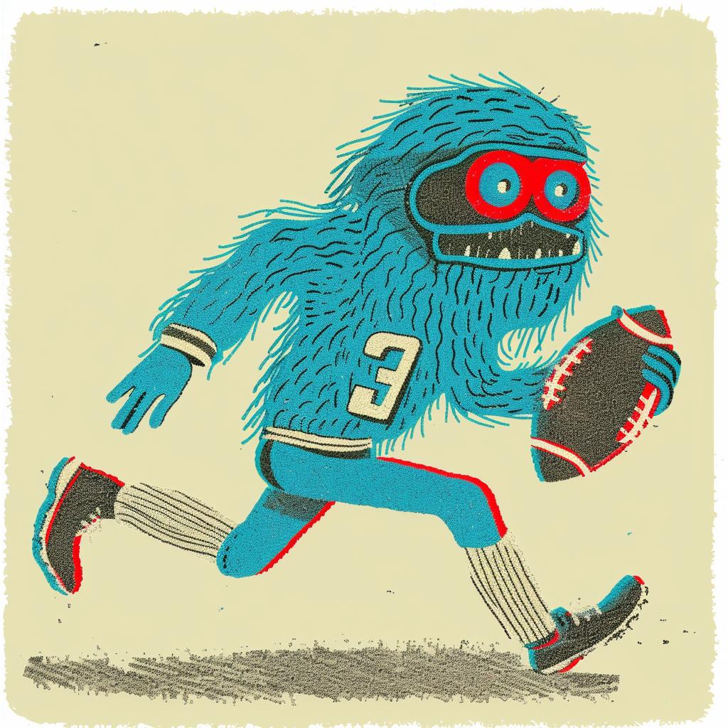 football  player  running  monster  cartoon  action  dynamic  sport  playful  whimsical 940373