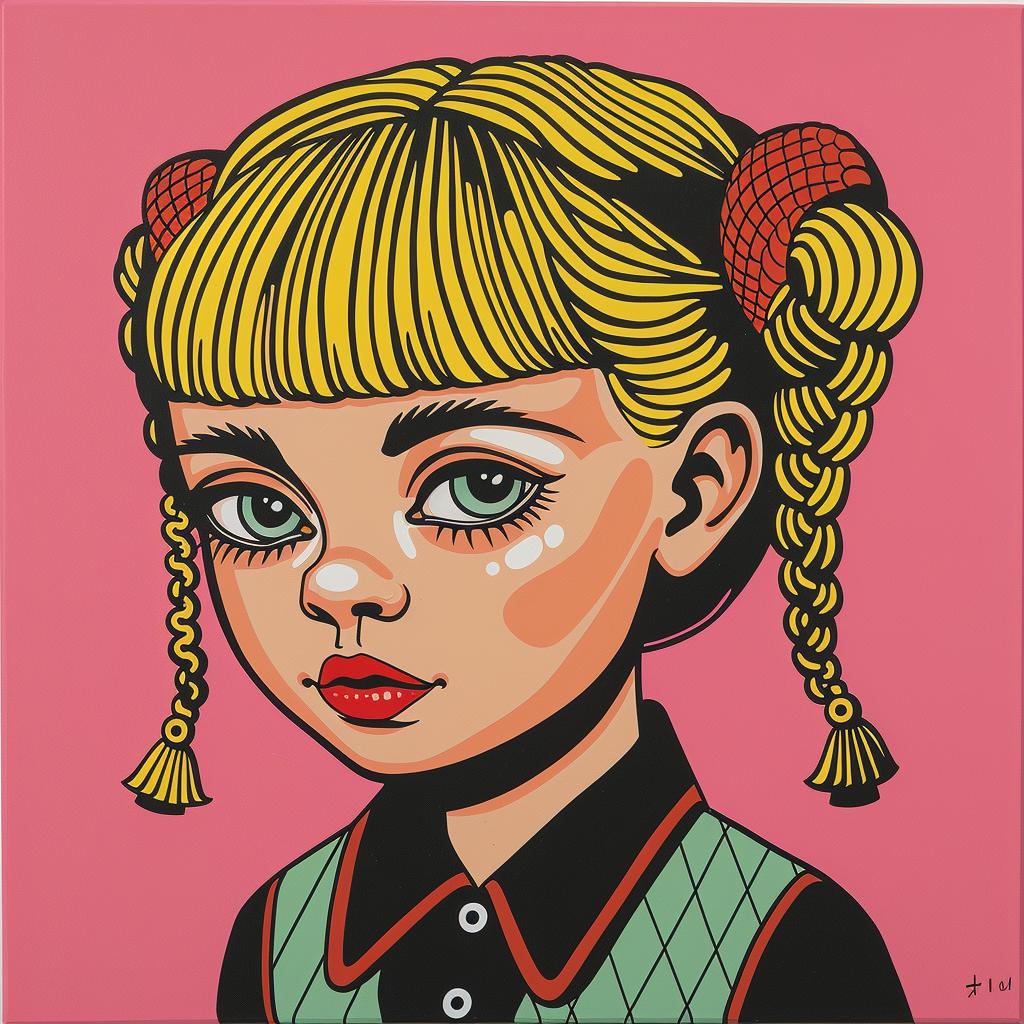 album  cover  painting  girl  braid  hair  whimsical  colorful  art  imaginative 1024963