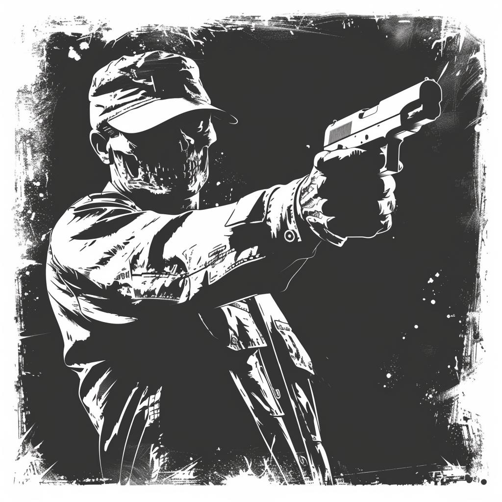 zombie  cop  silhouette  man  icon  emblem  bold  linocut  vintage  outline 951728