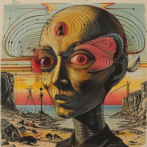 alien  head  poster  red  black  background  surreal  graphic  art  design 1036883