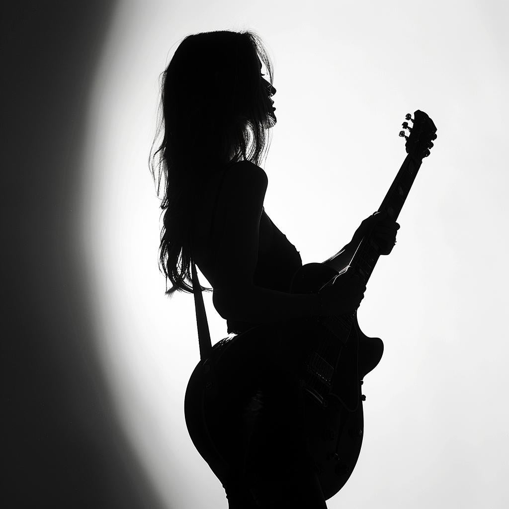 female  musician  guitar  silhouette  highcontrast  dark  vogue  portrait  style  fashion 953905