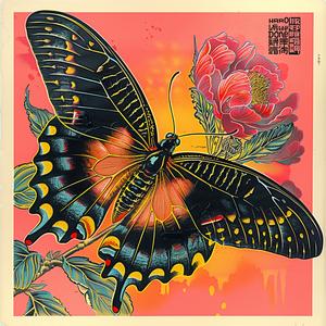 butterfly  flower  pink  chromolithography  nature  colorful  art  decorative  whimsical  vibrant 1053107