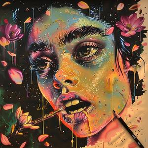 woman  flowers  portrait  colorful  drawing  glitter  artistic  facial  nature  beauty 1054588