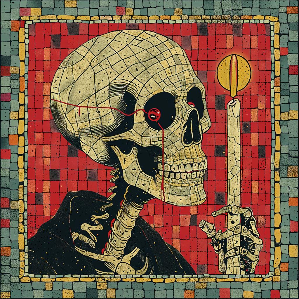 surreal  album  cover  deathmetal  occult  skull  candle  mosaic  tile  dark 976948