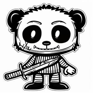 panda  knife  cute  bear  cartoon  animal  playful  whimsical  character  illustration 1070941