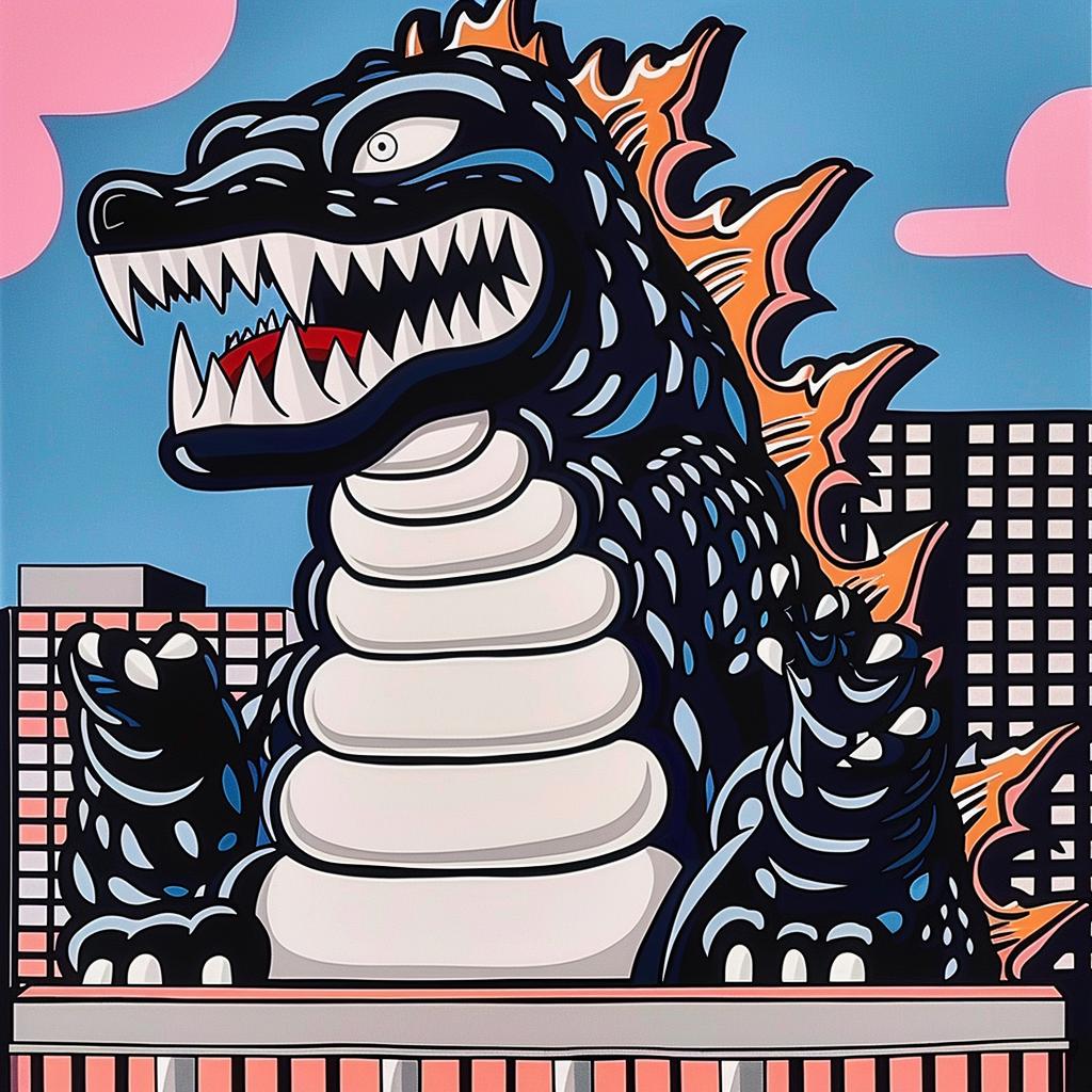 Godzilla  painting  building  city  monster  action  dynamic  urban  fantasy  art 973077