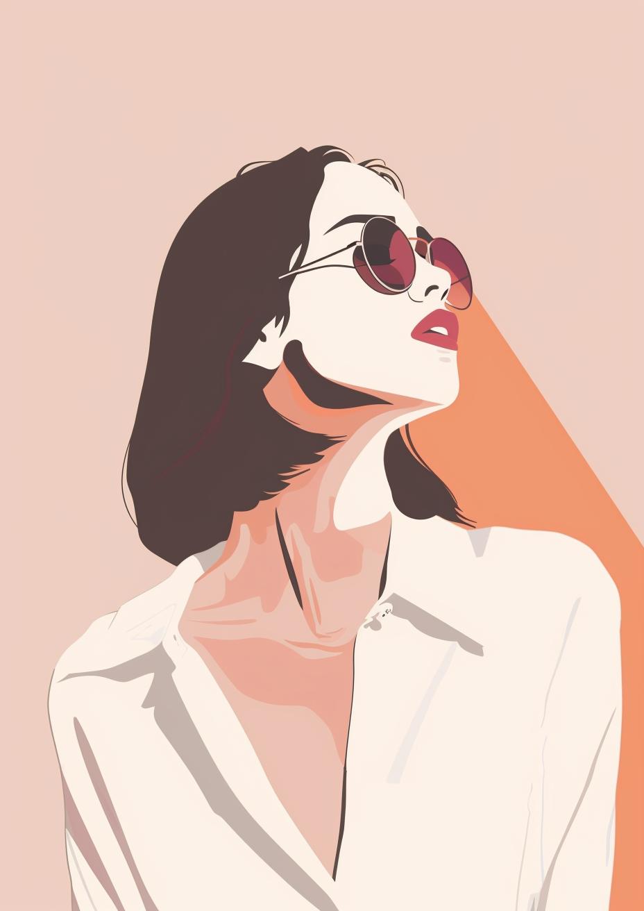 fashion  woman  minimal  illustration  poster  pink  style  vector  sunglasses  shirt 953579