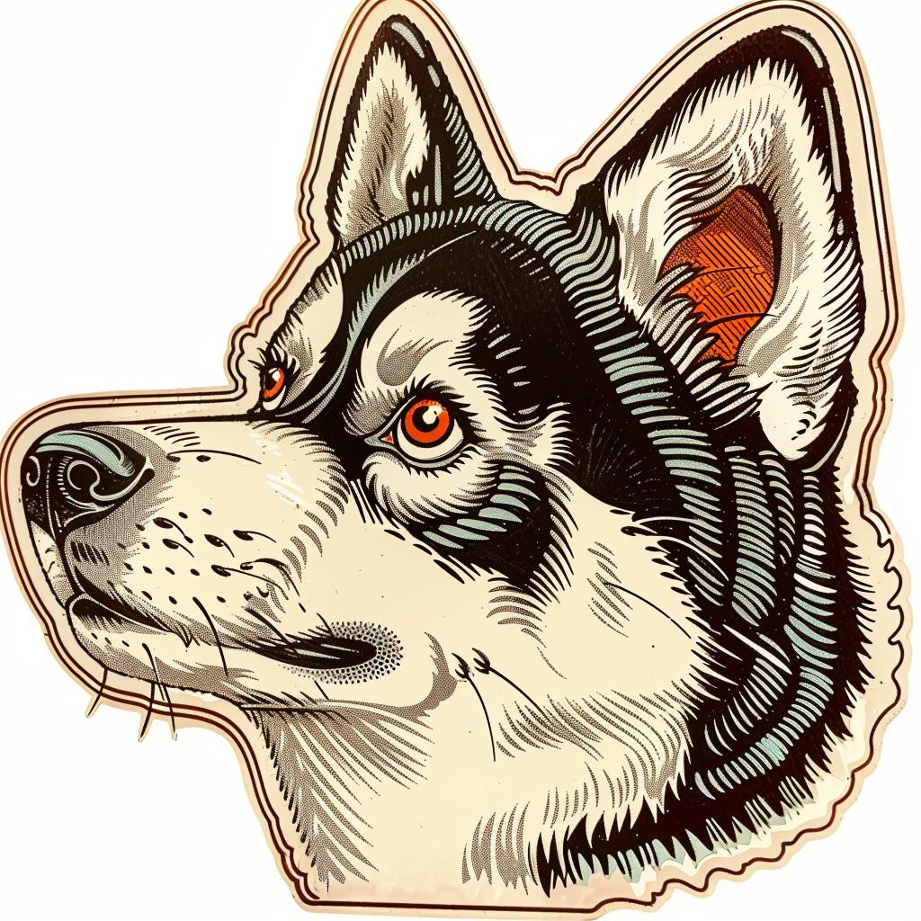 husky  dog  head  woodcut  style  black  orange  graphic  animal  art 943118