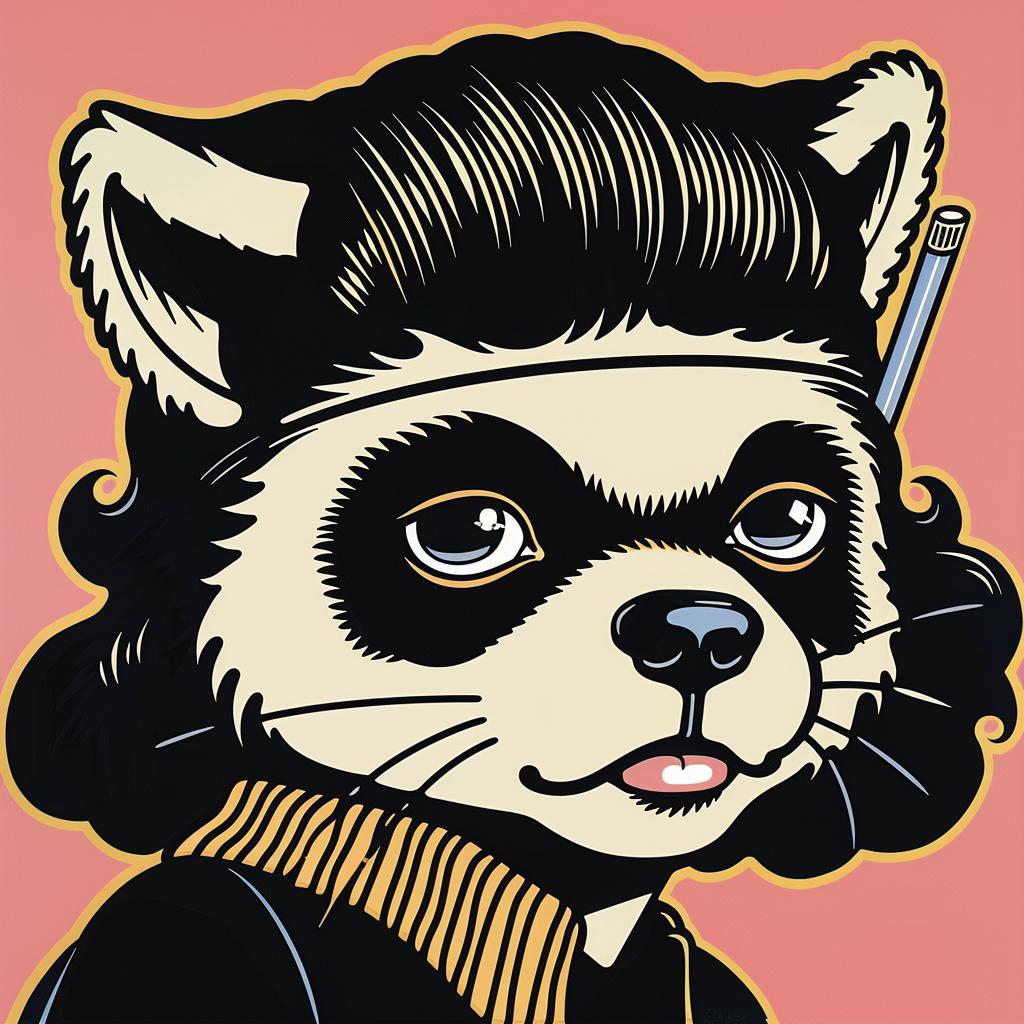 raccoon  hat  cigarette  cartoon  playful  illustration  whimsical  animal  funny  charming 966922