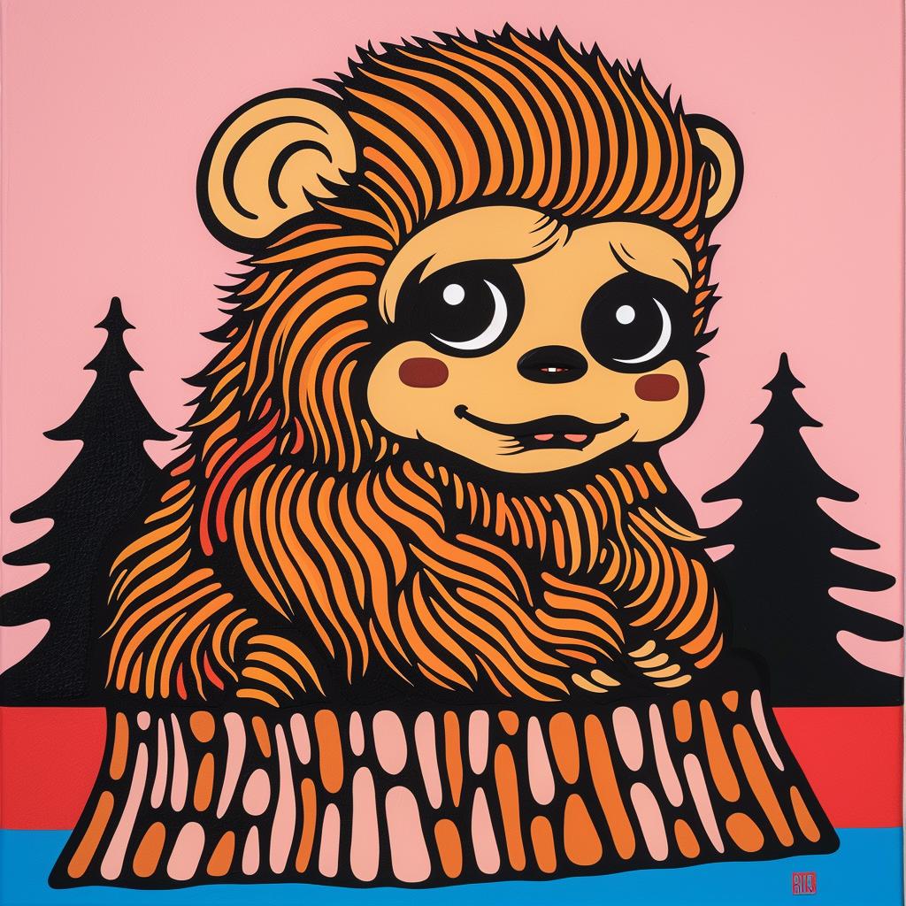 bigfoot  bear  stump  wildlife  forest  nature  painting  whimsical  playful  mythical 973434