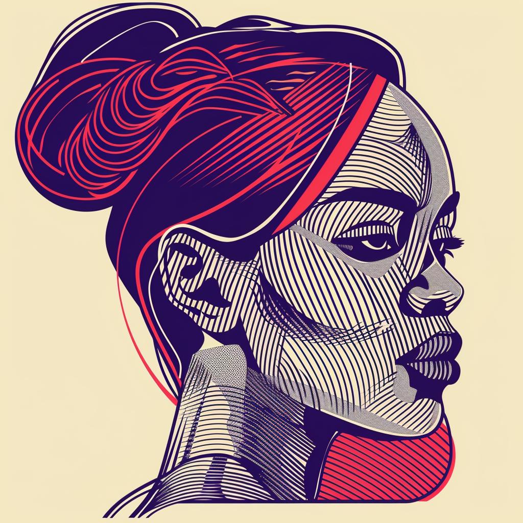 تصميم بوبارت لامرأة باللون الأحمر والأرجواني، وجه امرأة أمريكية من أصل أفريقي، صورة منمقة 936617