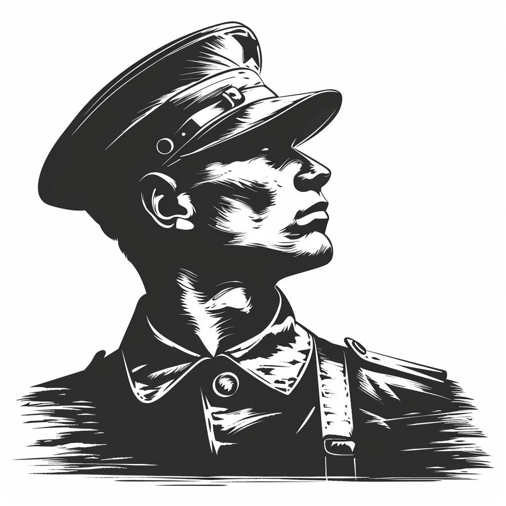 soldier  uniform  german  vintage  icon  emblem  black  white  linocut  tattoo 952001