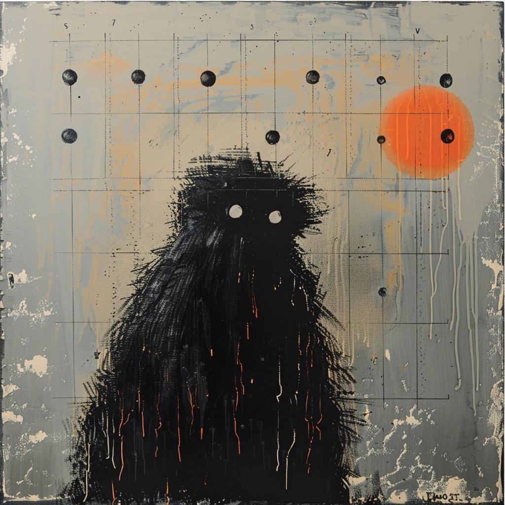 creature  black  orange  encaustic  impasto  textured  Alec  Soth  palette-knife  abstract 969706