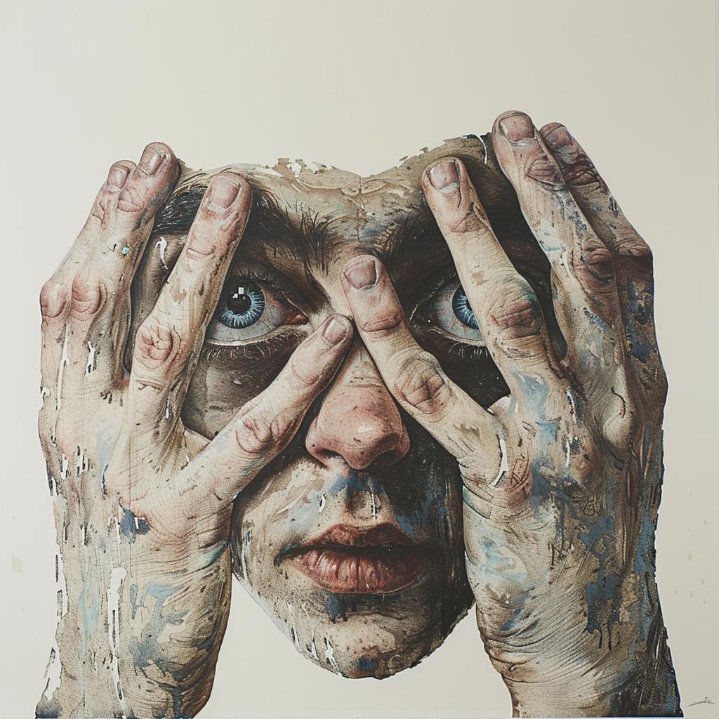 man  hands  eyes  painting  art  surreal  emotion  expression  dark  abstract 971842