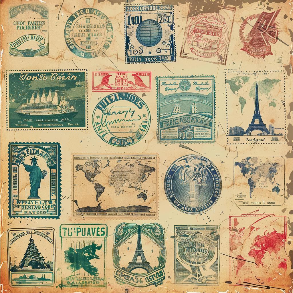 stamps  vintage  background  paper  distressed  collection  art  design  travel  graphics 918173