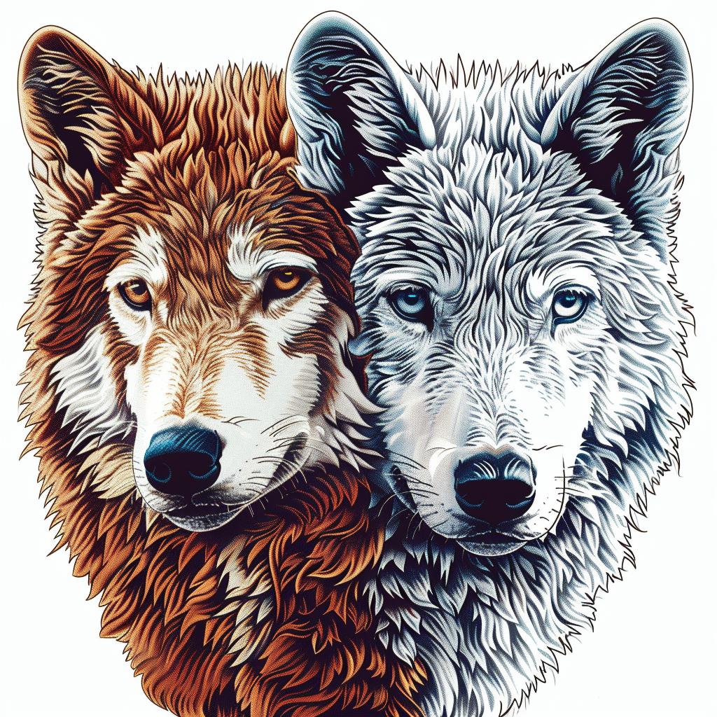 wolf  two  colors  white  background  animal  illustration  stylized  art  nature 962445