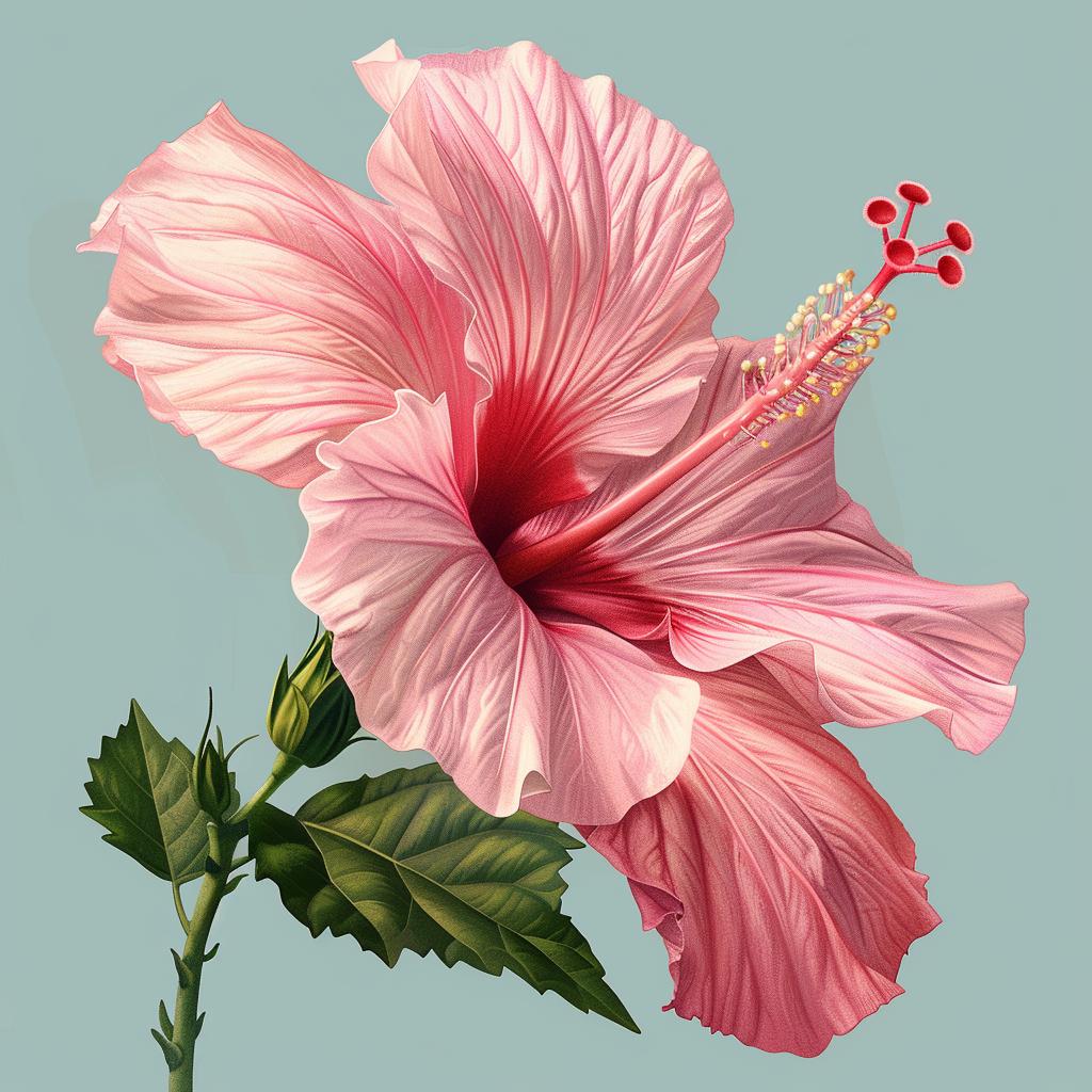 pink  hibiscus  flower  painting  vibrant  botanical  illustration  nature  colorful  art 971917