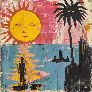man  sun  palm  trees  album  cover  rose  wylie  risograph  surreal 1079318