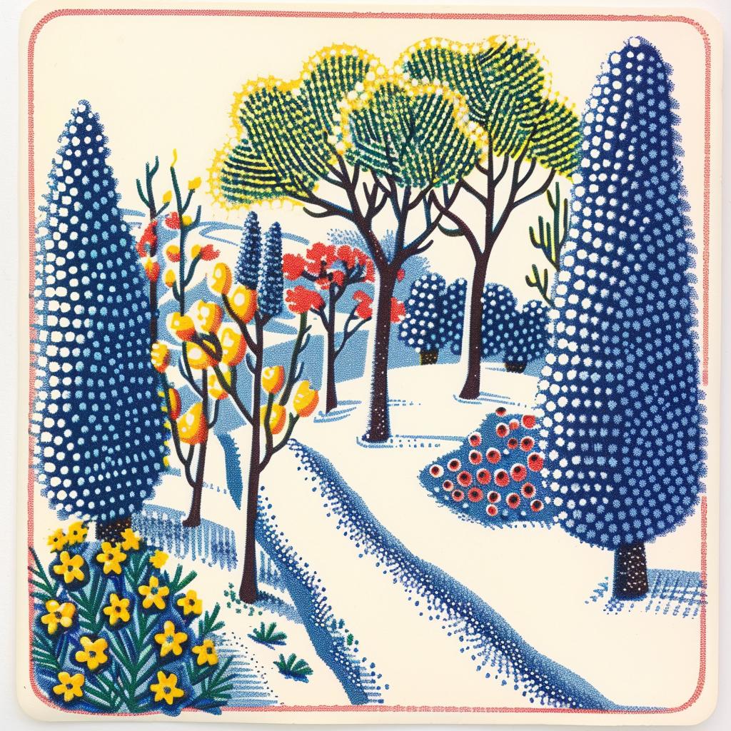 tile  blue  white  trees  flowers  illustration  colorful  abstract  design  art 945150