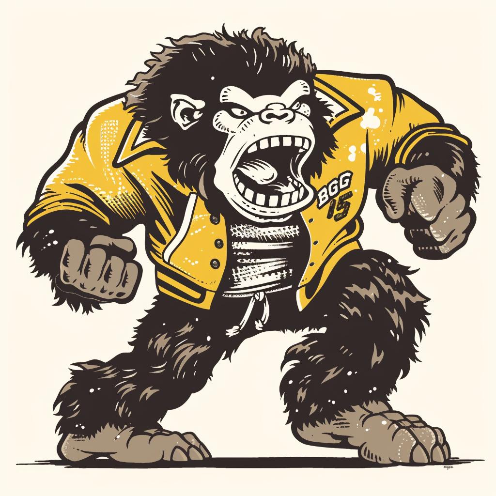 bigfoot  mascot  jacket  angry  walking  pennant  outline  white  vintage  college 921517