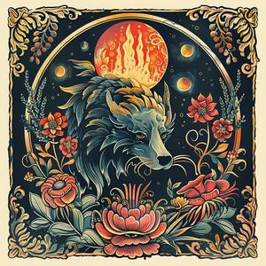 chromolithography  wolf  moon  artwork  nature  wildlife  vibrant  colorful  night  scene 1048826
