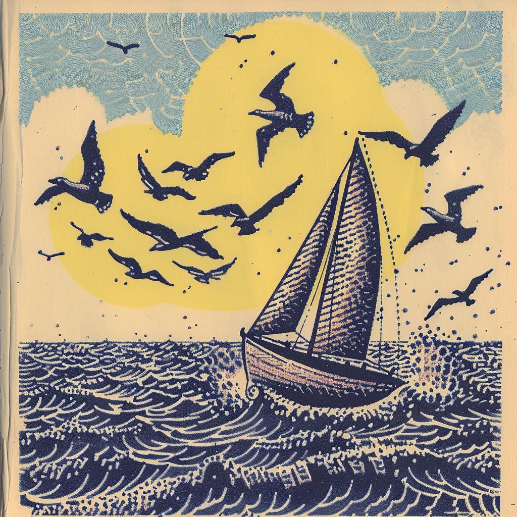 album  cover  Paul  Pope  sailboat  seagulls  ocean  artwork  illustration  stylized 917893