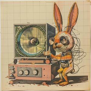 rabbit  boombox  drawing  anthropomorphic  art  music  technology  humor  vintage  whimsical 1037217