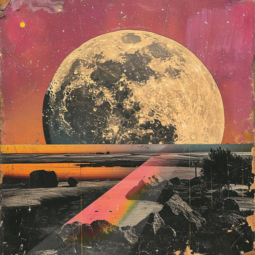 collage  moon  night  sunset  rainbow  Milky  Way  Rauschenberg  landscape  colors 1017061