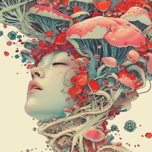 illustration  woman  colorful  flowers  mushrooms  detailed  cellular  mushroomcore  moebius  vibrant 1073076