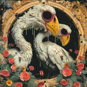 birds  frame  flowers  roses  chromolithography  nature  colorful  art  decorative  wildlife 1055887