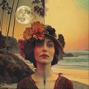 woman  beach  hat  dress  chromolithography  coastal  summer  vacation  scene  sunny 1057024