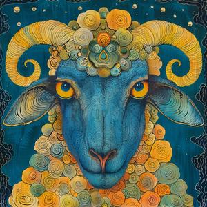 sheep  blue  portrait  comic  vintage  swirls  yellow  art  illustration  creature 1076910