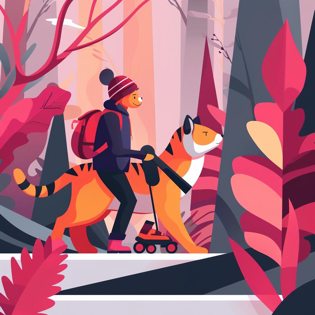 tiger  cap  backpack  scooter  happy  forest  animal  playful  transport  adventure 944497