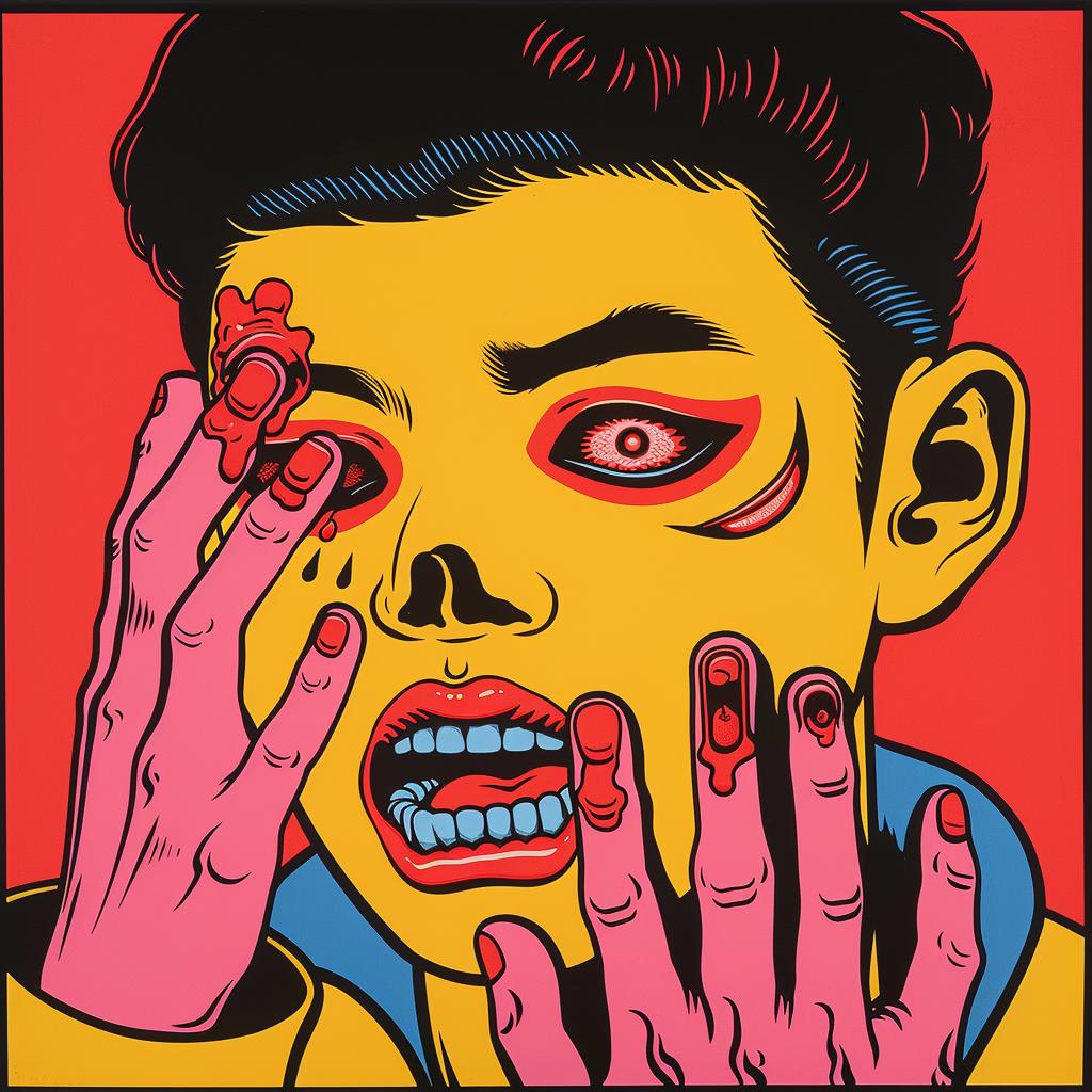 poster  man  hands  face  horror  Japanese  emotion  illustration  graphic  Kirby 1021938