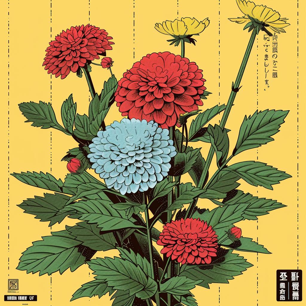 flowers  poster  yellow  background  bloom  colorful  vibrant  illustration  art  beautiful 944960