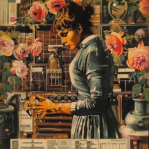 woman  flowers  painting  chromolithography  interior  colorful  artwork  portrait  nature  stilllife 1057278
