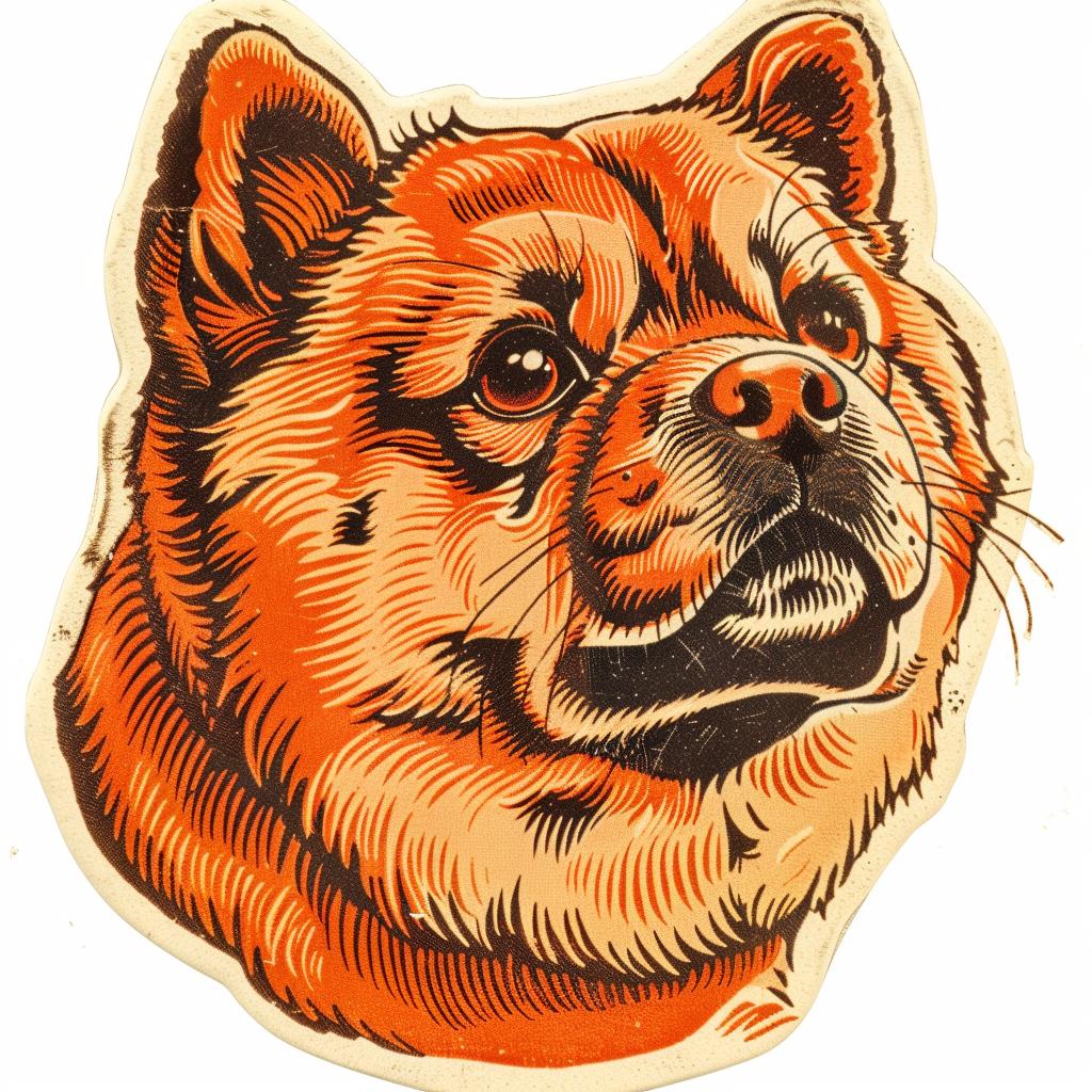 chow  chow  dog  sticker  pet  orange  background  cute  white  illustration 942749