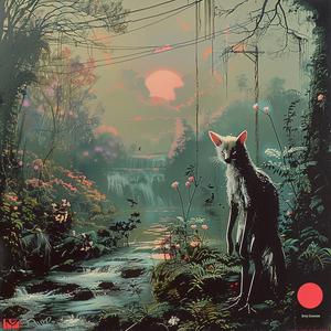 غلاف ألبوم فني، قطة، قمر، طباعة حجرية ملونة، رسم توضيحي، موسيقى، تصميم جرافيكي 1059394