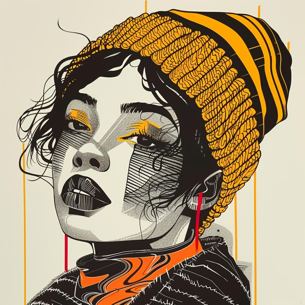 Pop Art  woolen  sweater  African-American  female  beanie  white background  Troy Brooks  trendy  casual 939196