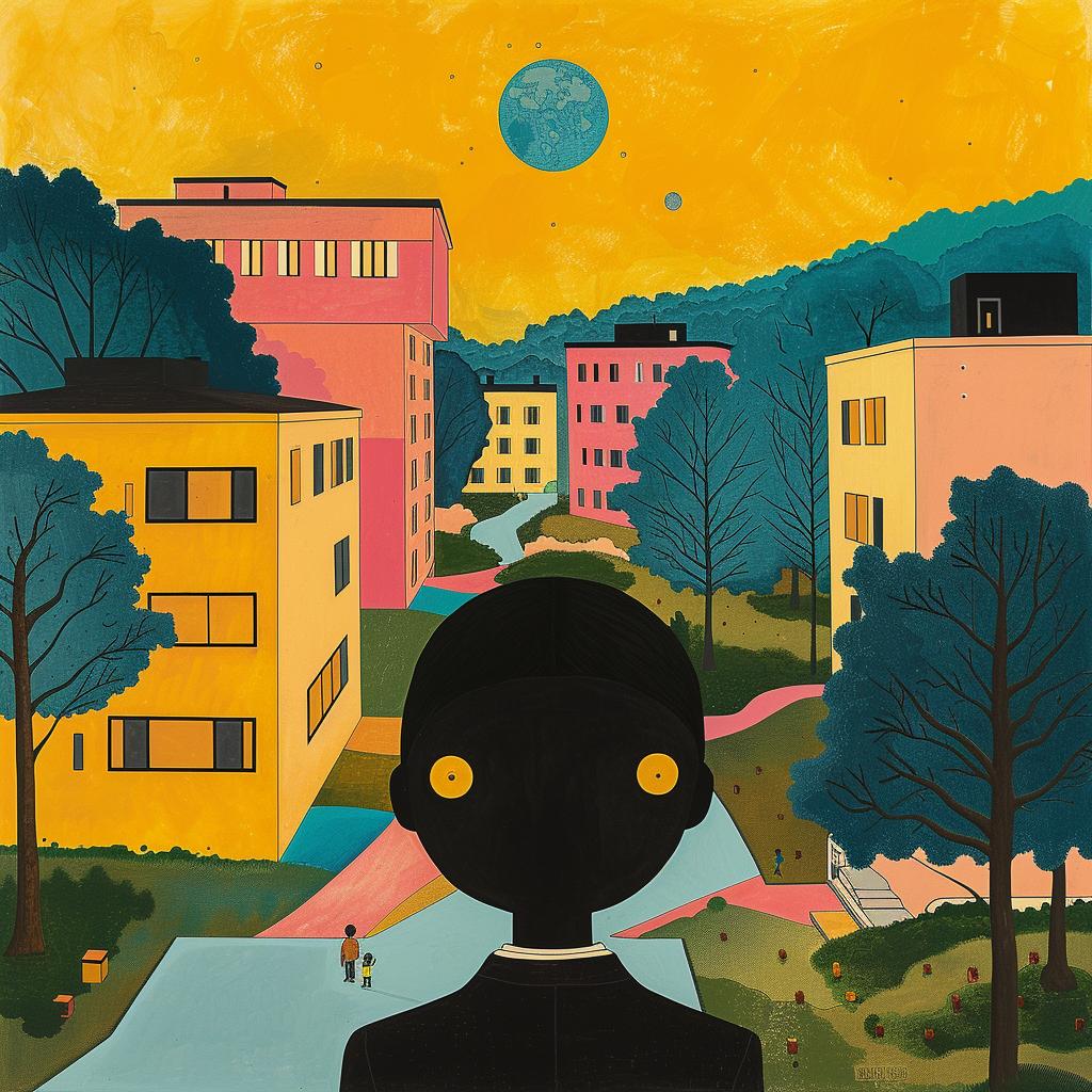 surreal  city  painting  Joan  Cornella  composition  urban  imagination  colorful  dreamlike 1017609