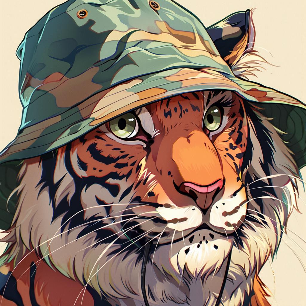 tiger  kawaii  cartoon  animating  close-up  bucket-hat  2D  whimsical  cute  RalphBakshi 971251