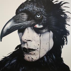DADA  raven  creature  airbrush  dripping  eye  makeup  Emek  Brooks  contrast 1072811