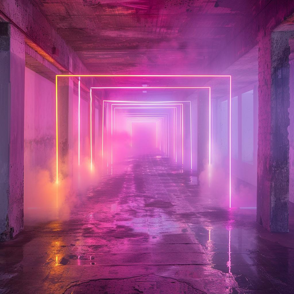 surreal  album  cover  neon  lights  tunnel  abandoned  building  creative  art 976705