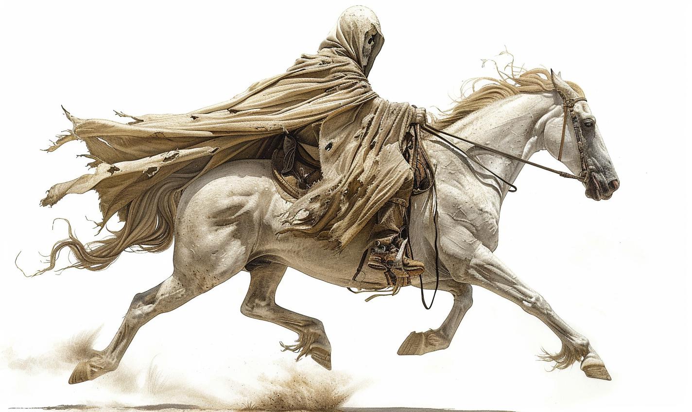 Grim  Reaper  horseback  cloak  action  portrait  figurative  mythical  art  surreal 971088