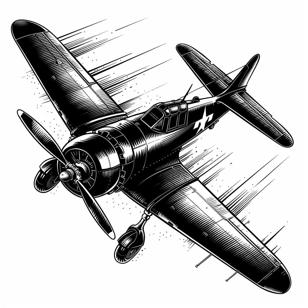 airplane  military  black  white  vintage  drawing  silhouette  icon  bold  outline 952110
