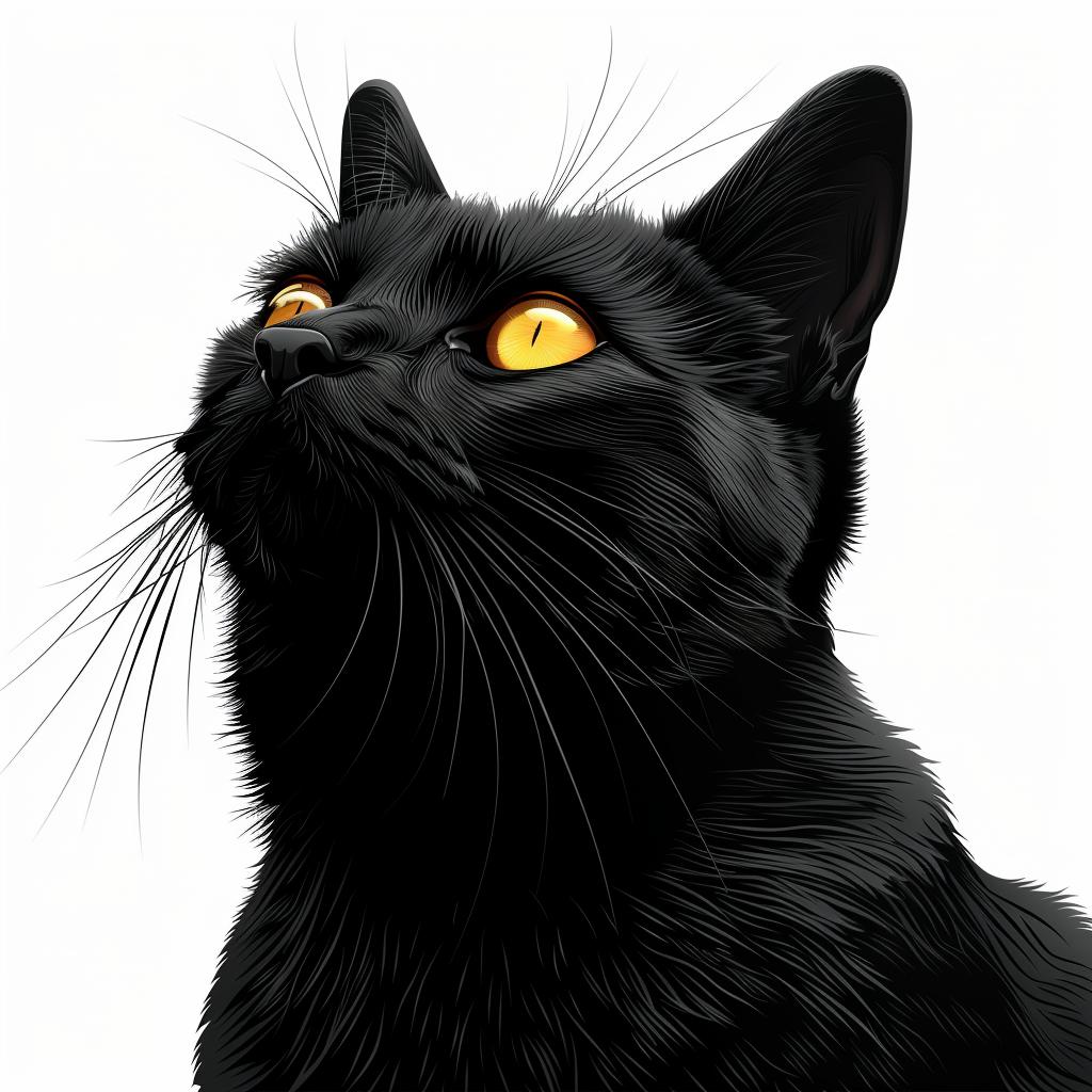 black  cat  yellow  eyes  sticker  ecstatic  warm  colors  detailed  contour 971964