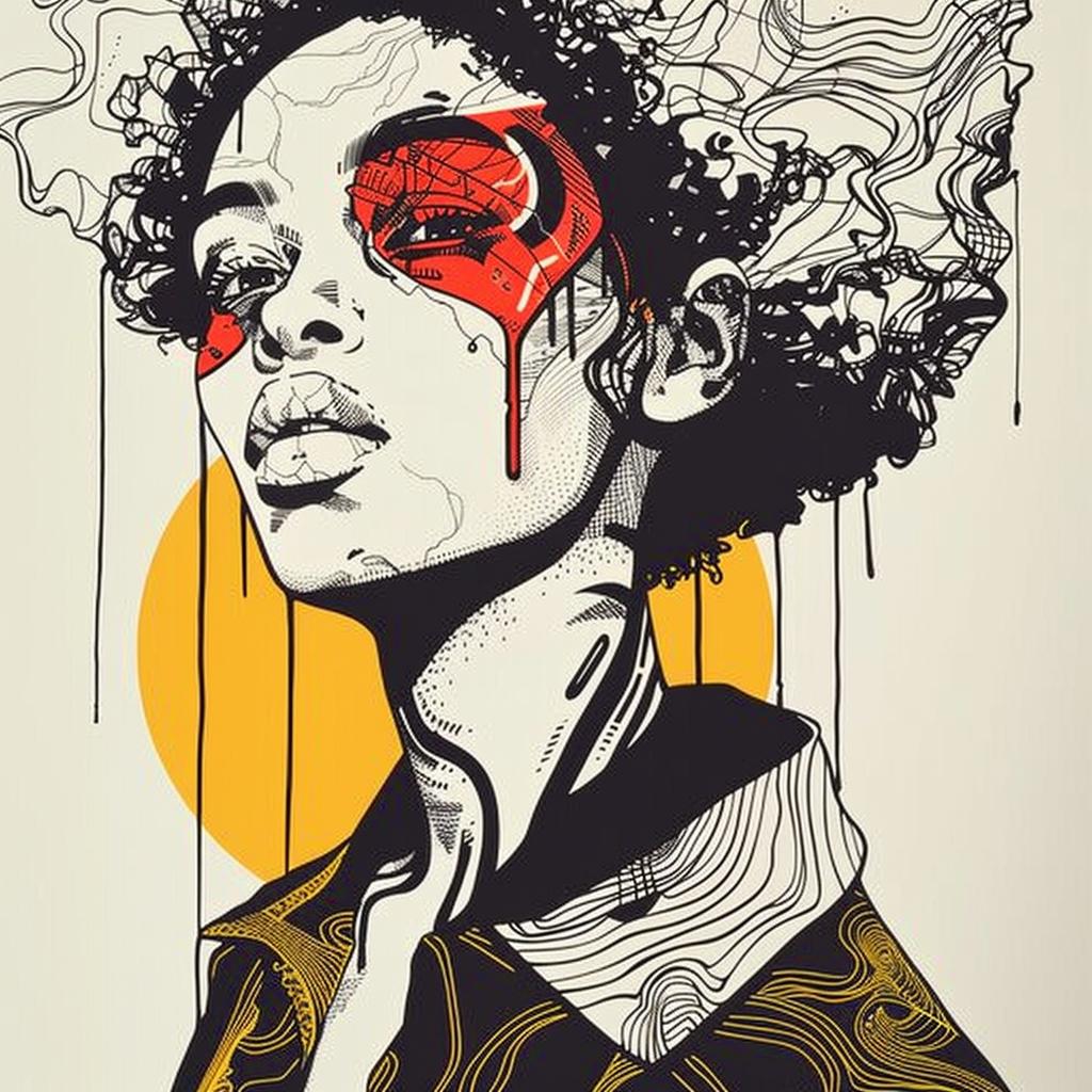 Pop Art  African-American  model  four eyes  dripping  eye makeup  Troy Brooks  sweater  fashion  portrait 939225