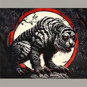 tiger  background  red  black  chromolithography  wildlife  nature  bold  art  animal 1048889