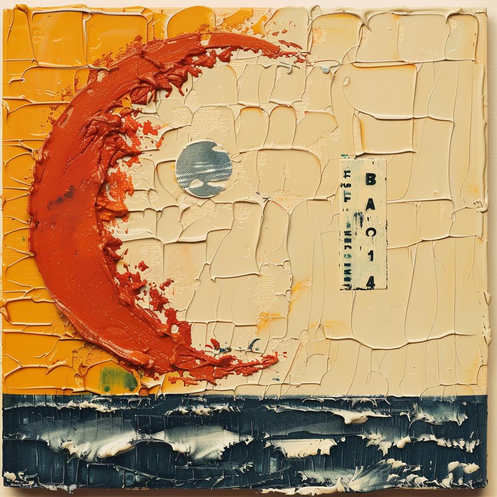 painting  encaustic  palette-knife  impasto  crescent  moon  wave  ocean  colorful  NomaBar 947915
