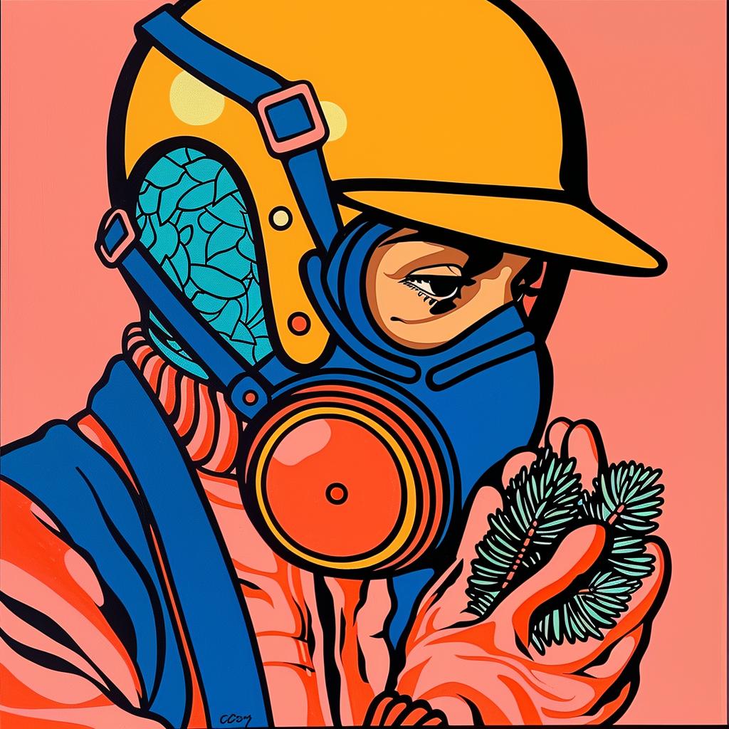 hazmat  worker  gasmask  symmetry  Japanese  elements  floral  bold  ArtNouveau  tattoo 1018537